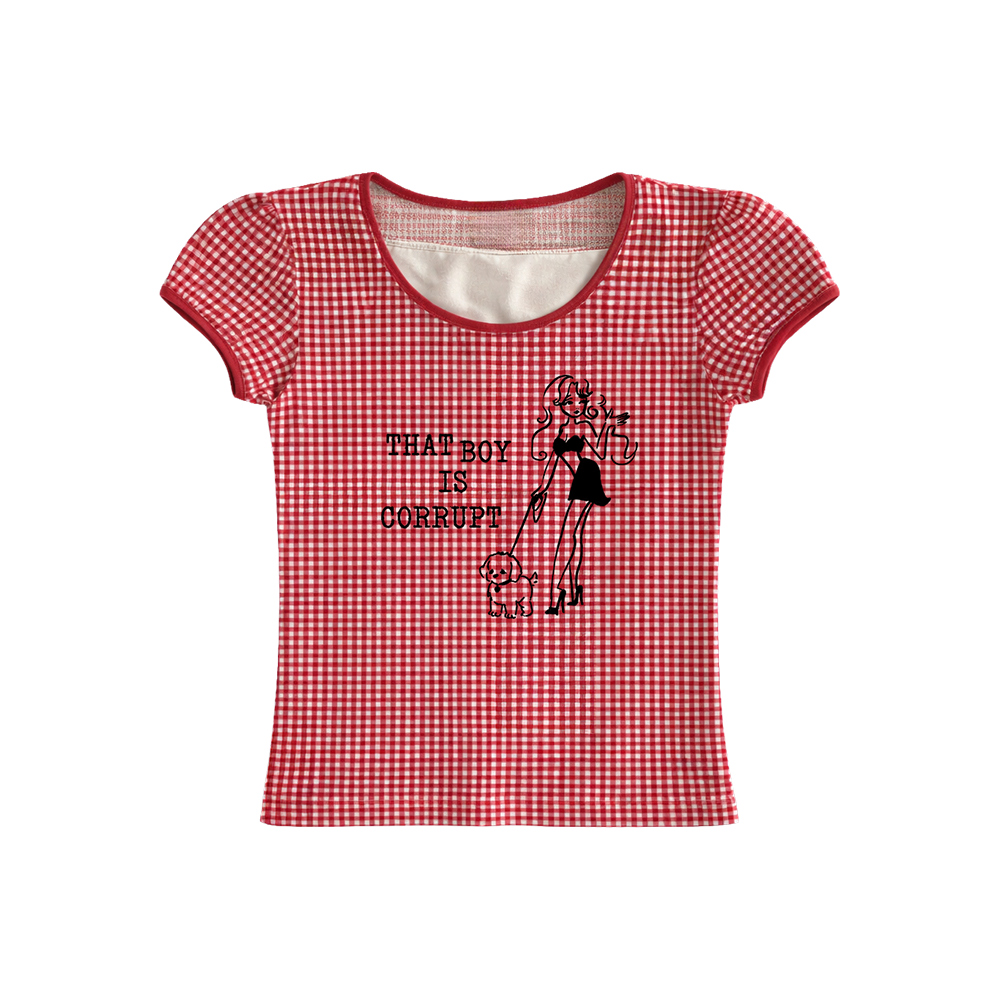 That Boy Is Corrupt Gingham Baby Tee